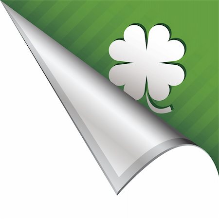 simsearch:400-05742513,k - St. Patrick's Day four leaf clover luck icon on vector peeled corner tab suitable for use in print, on websites, or in advertising materials. Stock Photo - Budget Royalty-Free & Subscription, Code: 400-05742537