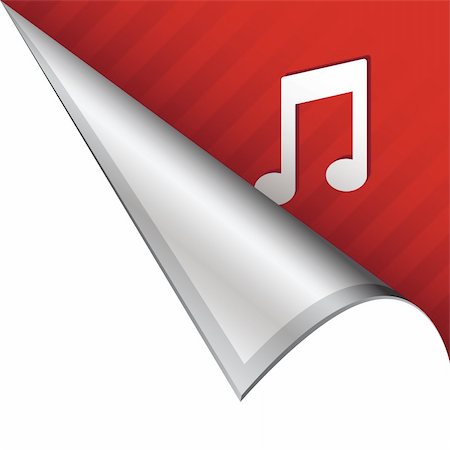 simsearch:400-05742534,k - Music notes icon on vector peeled corner tab suitable for use in print, on websites, or in advertising materials. Stock Photo - Budget Royalty-Free & Subscription, Code: 400-05742543