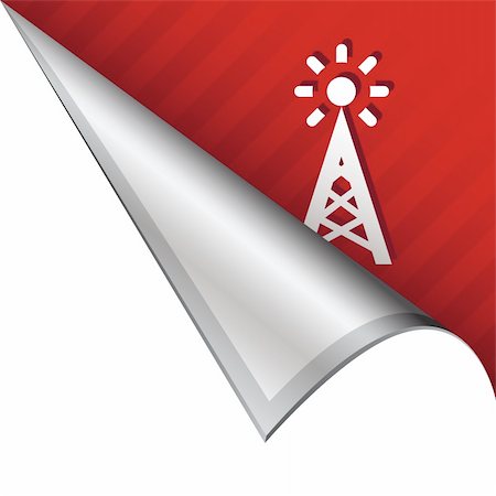 simsearch:400-05742513,k - Cell phone signal tower icon on vector peeled corner tab suitable for use in print, on websites, or in advertising materials. Stock Photo - Budget Royalty-Free & Subscription, Code: 400-05742551
