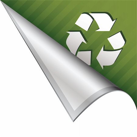 Recycling symbol icon on vector peeled corner tab suitable for use in print, on websites, or in advertising materials. Stock Photo - Budget Royalty-Free & Subscription, Code: 400-05742552