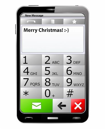 simsearch:400-06096885,k - Smartphone with 'Merry Christmas' sms on the screen Photographie de stock - Aubaine LD & Abonnement, Code: 400-05742578