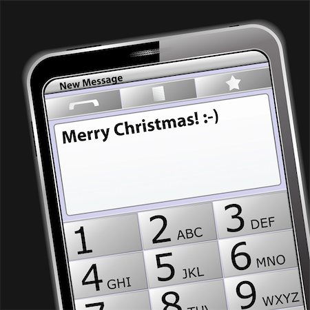 simsearch:400-06096885,k - Smartphone with 'Merry Christmas' sms on the screen Photographie de stock - Aubaine LD & Abonnement, Code: 400-05742579