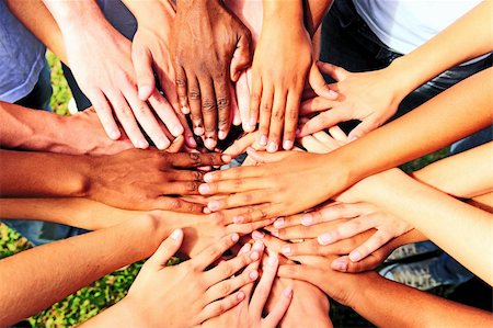 many hands together: group of people joining hands showing unity and support Photographie de stock - Aubaine LD & Abonnement, Code: 400-05742699