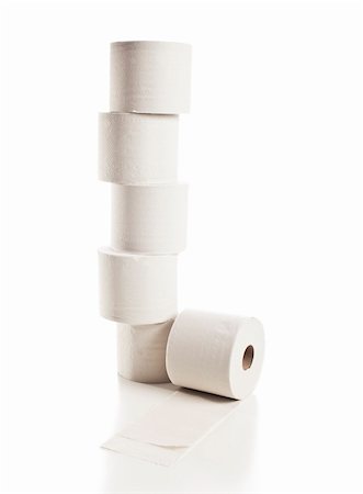 Rolls of toilet paper arranged on white background Fotografie stock - Microstock e Abbonamento, Codice: 400-05742857