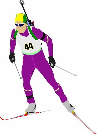 Biathlon runner colored silhouettes. Vector illustration Stock Photo - Budget Royalty-Free & Subscription, Code: 400-05743090