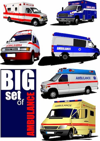 simsearch:400-05098393,k - Big set of Modern ambulance va. Colored vector illustration Foto de stock - Super Valor sin royalties y Suscripción, Código: 400-05743091