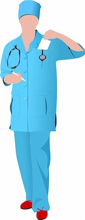Nurse woman with white doctor`s smock. Vector illustration Stock Photo - Budget Royalty-Free & Subscription, Code: 400-05743100
