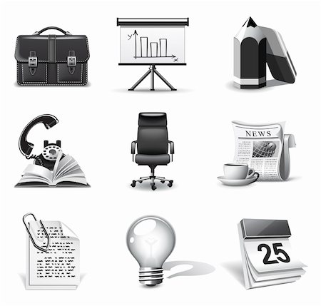 popcic (artist) - Business icons | B&W series Stockbilder - Microstock & Abonnement, Bildnummer: 400-05743182