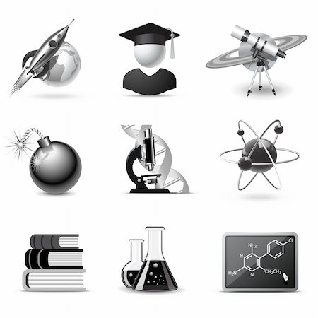 popcic (artist) - Science icons | B&W series Stockbilder - Microstock & Abonnement, Bildnummer: 400-05743200