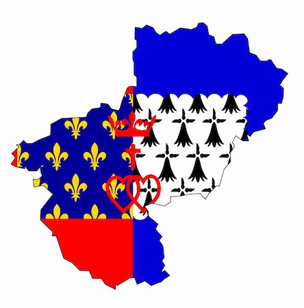 old map with flag of department, administrative region of france called Pays de la Loire Stockbilder - Microstock & Abonnement, Bildnummer: 400-05743276