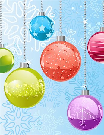 simsearch:400-04363033,k - Christmas background with   snowflakes and balls Photographie de stock - Aubaine LD & Abonnement, Code: 400-05743439