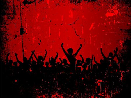 Silhouette of an excited audience on a grunge style background Stock Photo - Budget Royalty-Free & Subscription, Code: 400-05743546
