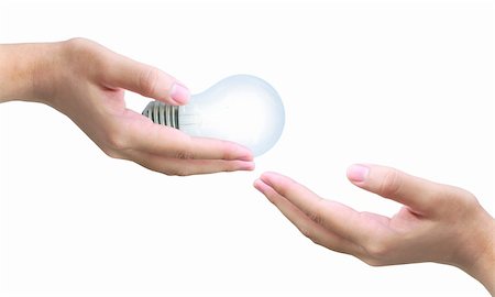 sending light bulb on women hand Stock Photo - Budget Royalty-Free & Subscription, Code: 400-05743682