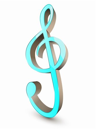 3d treble clef symbol on white background Stock Photo - Budget Royalty-Free & Subscription, Code: 400-05743754