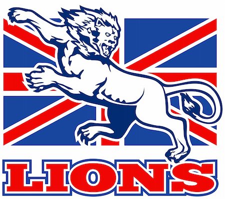 illustration of a Lion attacking with  British Great Britain union jack flag in background Photographie de stock - Aubaine LD & Abonnement, Code: 400-05743880