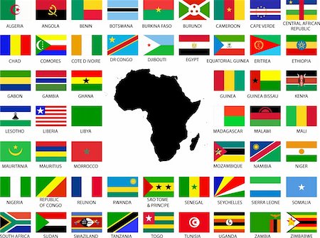 Collection of African flags with continent - vector Photographie de stock - Aubaine LD & Abonnement, Code: 400-05754014