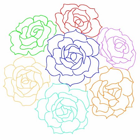 flower border design of rose - Large bouquet of roses. vector Stock Photo - Budget Royalty-Free & Subscription, Code: 400-05754085