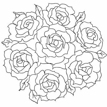 flower border design of rose - Large bouquet of roses. vector Stock Photo - Budget Royalty-Free & Subscription, Code: 400-05754099