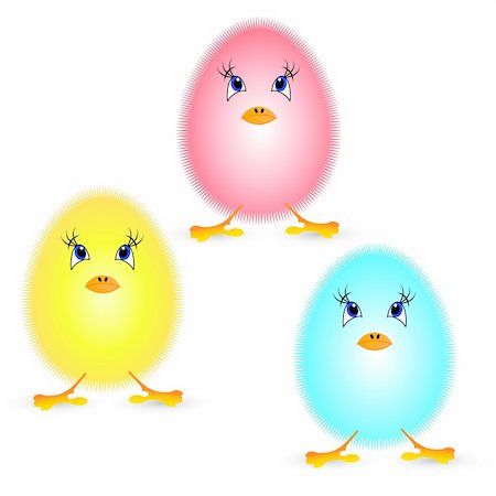 simsearch:400-07047642,k - Small fluffy chickens on a white background Stock Photo - Budget Royalty-Free & Subscription, Code: 400-05754090