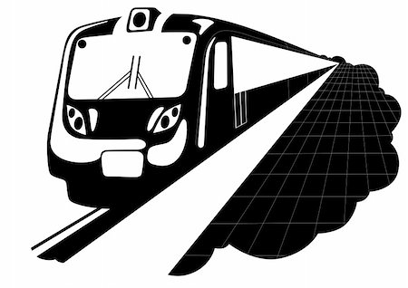 electric train - Metro. Urban electric. Black and white illustration Stock Photo - Budget Royalty-Free & Subscription, Code: 400-05754203