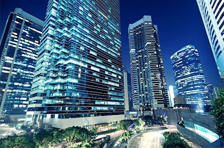 Tall office buildings by night Stock Photo - Budget Royalty-Free & Subscription, Code: 400-05754672