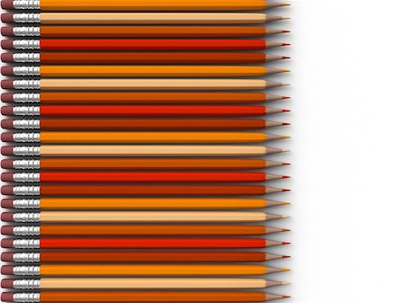 sniperz (artist) - A line of orange pencils on a white back ground with a slight shadow Foto de stock - Royalty-Free Super Valor e Assinatura, Número: 400-05754705