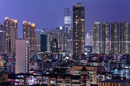 simsearch:400-05019793,k - Hong Kong Stadt Innenstadt bei Nacht Stockbilder - Microstock & Abonnement, Bildnummer: 400-05754737