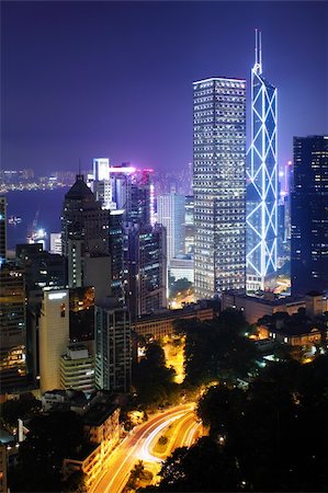 simsearch:400-04481234,k - Hong Kong at night Photographie de stock - Aubaine LD & Abonnement, Code: 400-05754743