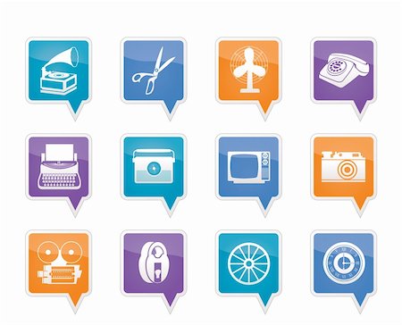 Retro business and office object icons - vector icon set Stock Photo - Budget Royalty-Free & Subscription, Code: 400-05754860