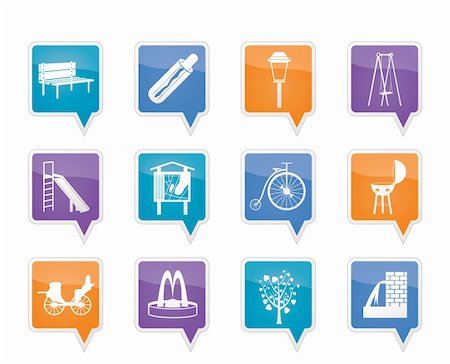 Park objects and signs icon - vector icon set Stock Photo - Budget Royalty-Free & Subscription, Code: 400-05754863