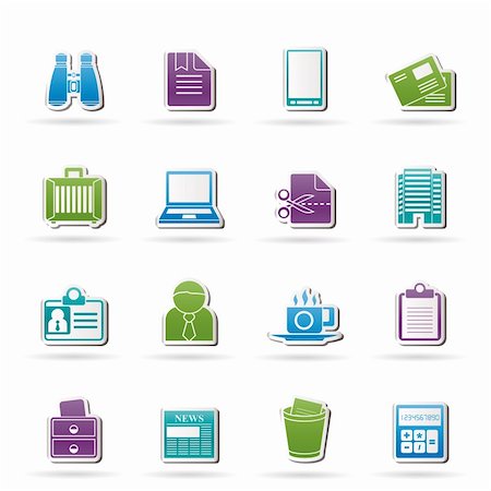 paper cup trash - Business and office elements icons - vector icon set Stock Photo - Budget Royalty-Free & Subscription, Code: 400-05755114