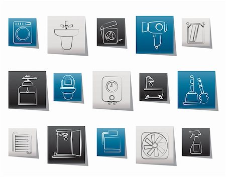 simsearch:400-08133885,k - Bathroom and toilet objects and icons - vector icon set Photographie de stock - Aubaine LD & Abonnement, Code: 400-05755118