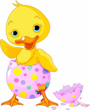 dazdraperma (artist) - Cute Easter duckling  in the broken Easter Egg. Foto de stock - Royalty-Free Super Valor e Assinatura, Número: 400-05755165