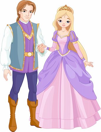 prince - Illustration of charming prince and beautiful princess Photographie de stock - Aubaine LD & Abonnement, Code: 400-05755168