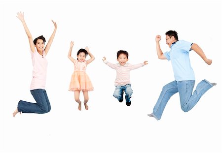 happy asian family jumping together Stock Photo - Budget Royalty-Free & Subscription, Code: 400-05755183