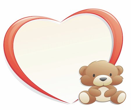 Cartoon teddy bear with heart-shaped frame. Isolated object for design element. Foto de stock - Super Valor sin royalties y Suscripción, Código: 400-05755324