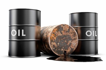 A leaking oil barrel spilling oil on the floor Fotografie stock - Microstock e Abbonamento, Codice: 400-05755457