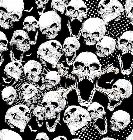 pirate dead - skulls pattern, abstract seamless texture; vector art illustration Stock Photo - Budget Royalty-Free & Subscription, Code: 400-05755753