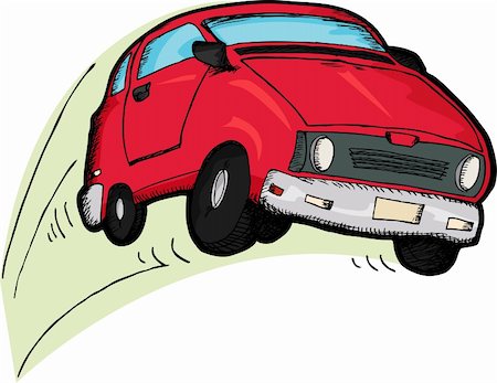 speed sedan - Little red car cartoon bouncing over white background Stock Photo - Budget Royalty-Free & Subscription, Code: 400-05755795