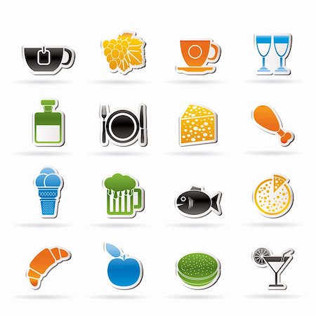 simsearch:400-05704548,k - Food, Drink and beverage icons - vector icon set Foto de stock - Super Valor sin royalties y Suscripción, Código: 400-05756021