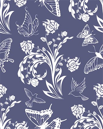 seamless summer backgrounds - Seamless vector floral pattern. For easy making seamless pattern just drag all group into swatches bar, and use it for filling any contours. Stock Photo - Budget Royalty-Free & Subscription, Code: 400-05756050