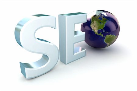 simsearch:400-04775017,k - 3d illustration of text 'SEO' with earth globe, search engine optimization symbol Stock Photo - Budget Royalty-Free & Subscription, Code: 400-05756061