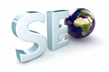 simsearch:400-04775017,k - 3d illustration of text 'SEO' with earth globe, search engine optimization symbol Stock Photo - Budget Royalty-Free & Subscription, Code: 400-05756062