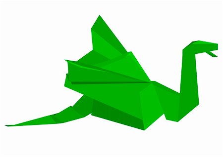 illustration of a green origami dragon figure, eps8 vector Stock Photo - Budget Royalty-Free & Subscription, Code: 400-05750097