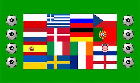 National team flags European football championship 2012. Flags from all 16 participating countries, sorted horizontally according to groups Foto de stock - Super Valor sin royalties y Suscripción, Código: 400-05750107