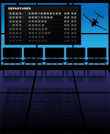 Illustration of Airport - Seats, Airplane and Departures Timetable Foto de stock - Super Valor sin royalties y Suscripción, Código: 400-05750135
