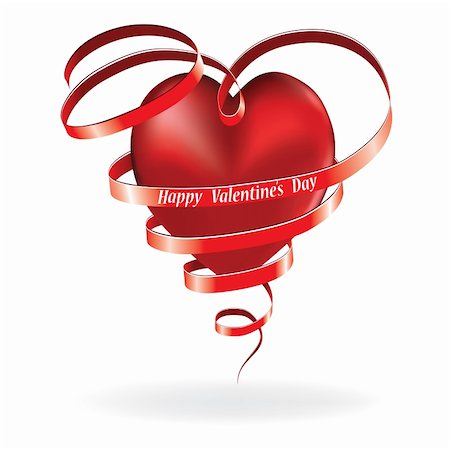 simsearch:400-05728242,k - Heart love card, valentine day, background with ribbon, vector illustration Photographie de stock - Aubaine LD & Abonnement, Code: 400-05750162