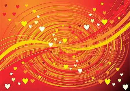 simsearch:400-05368256,k - abstract orange wave background with hearts  vector illustration Stock Photo - Budget Royalty-Free & Subscription, Code: 400-05750352