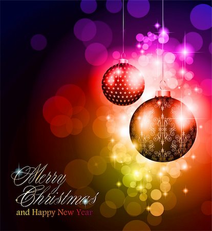 simsearch:400-04662540,k - Elegant greetings background for flyers or brochure for Christmas or New Year Events with a lot of stunning Colorful baubles. Photographie de stock - Aubaine LD & Abonnement, Code: 400-05750375