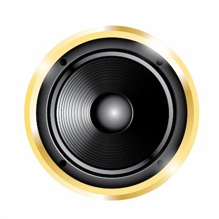 simsearch:400-05131379,k - illustration of golden audio speaker. Isolated on white background Photographie de stock - Aubaine LD & Abonnement, Code: 400-05750750